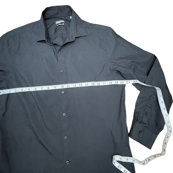 KENNETH COLE REACTION | BUTTON DOWN DRESS SHIRT | SLIM FIT | BLACK - Picture 4 of 6